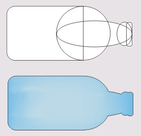 Построение контура бутылки методом объединения примитивов и готовая бутылка